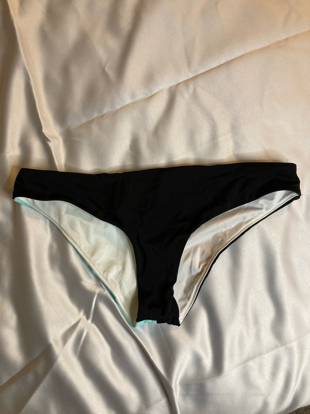 PINK Victoria's Secret Black Bikini Bottom with Mint Trim